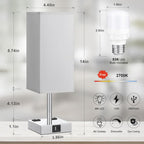 Touch Bedside Table Lamp for Bedroom - Dimmable, USB C+A, 2 AC Outlets
