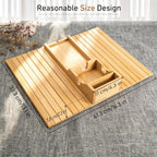 Bamboo Couch Armrest Table, Couch Arm Tray with Removable Couch Cup Holder, 2 in 1 Design Foldable Anti-Slip Bamboo Couch Tray and Sofa Cup Holder for Drink